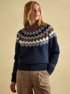 Hot Joules Lowry Fair Isle Jumper Navy/Camel