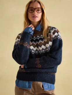 Hot Joules Lowry Fair Isle Jumper Navy/Camel
