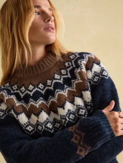 Hot Joules Lowry Fair Isle Jumper Navy/Camel