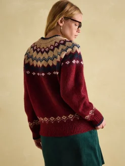 Outlet Joules Lowry Fair Isle Jumper Red/Navy