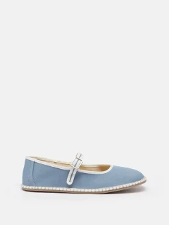 Hot Joules Maddison Light Blue Canvas Mary Jane Shoes LightBlue