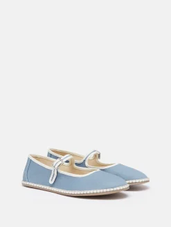 Hot Joules Maddison Light Blue Canvas Mary Jane Shoes LightBlue