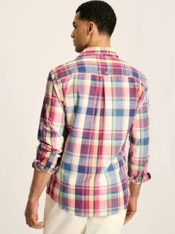 Outlet Joules Madras Long Sleeve Cotton Check Shirt Blue/Pink