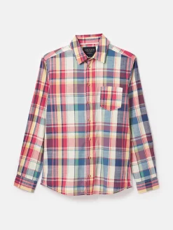 Outlet Joules Madras Long Sleeve Cotton Check Shirt Blue/Pink