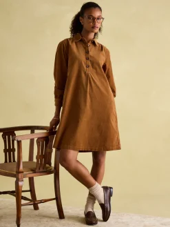 Joules Maple Corduroy Shirt Dress Brown