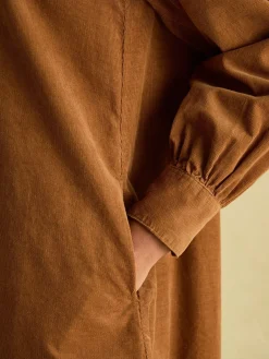 Joules Maple Corduroy Shirt Dress Brown