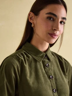 Discount Joules Maple Khaki Green Corduroy Shirt Dress KhakiGreen