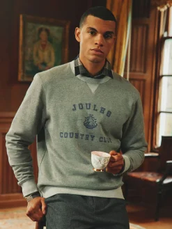 Hot Joules Mason Grey Marl Graphic Crew Neck Jumper GreyMarl