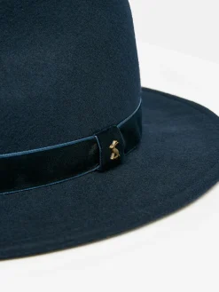 Hot Joules Maude Navy Blue Wool Fedora Hat NavyBlue