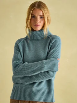 Discount Joules May Merino Wool Jumper with Detachable Roll Neck Blue