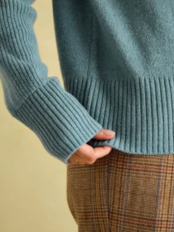 Discount Joules May Merino Wool Jumper with Detachable Roll Neck Blue