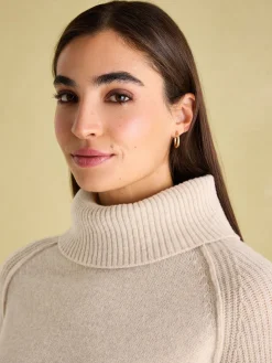 New Joules May Merino Wool Jumper with Detachable Roll Neck Oatmeal