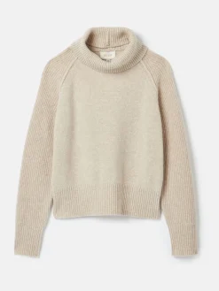 New Joules May Merino Wool Jumper with Detachable Roll Neck Oatmeal