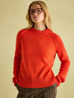 Joules May Merino Wool Jumper with Detachable Roll Neck Orange