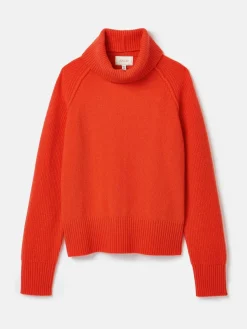 Joules May Merino Wool Jumper with Detachable Roll Neck Orange