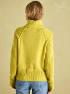 Online Joules May Merino Wool Jumper with Detachable Roll Neck Yellow