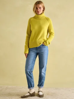 Online Joules May Merino Wool Jumper with Detachable Roll Neck Yellow