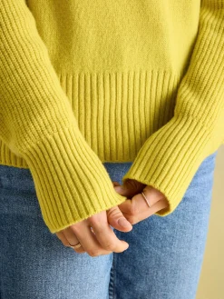 Online Joules May Merino Wool Jumper with Detachable Roll Neck Yellow
