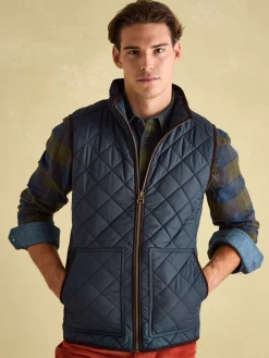 Hot Joules Maynard Navy Blue Diamond Quilted Gilet NavyBlue