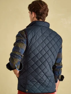 Hot Joules Maynard Navy Blue Diamond Quilted Gilet NavyBlue