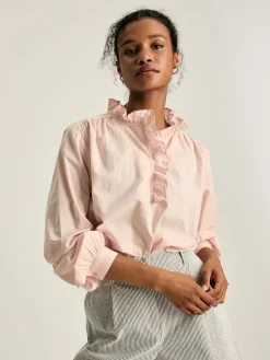 Clearance Joules Melanie Cotton Ruffle Blouse Pink