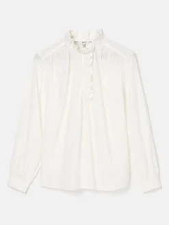 Online Joules Melanie Cotton Ruffle Blouse White