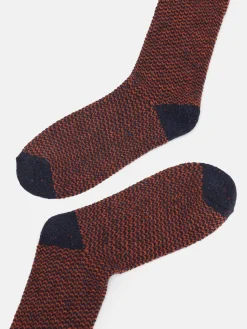 Best Joules Men's Cabin Socks Rust/Navy