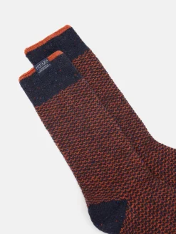 Best Joules Men's Cabin Socks Rust/Navy