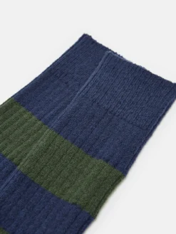 Hot Joules Men's Gibson Cosy Striped Socks Green/Navy