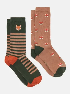 Clearance Joules Men's Kingsbury 2 Pack Socks (size 7-12) Green