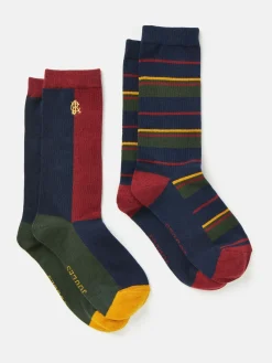 Best Joules Men's Kingsbury 2 Pack Socks (size 7-12) Multi