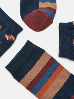 Hot Joules Men's Kingsbury 2 Pack Socks (size 7-12) Navy/Burgundy