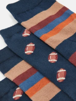 Hot Joules Men's Kingsbury 2 Pack Socks (size 7-12) Navy/Burgundy