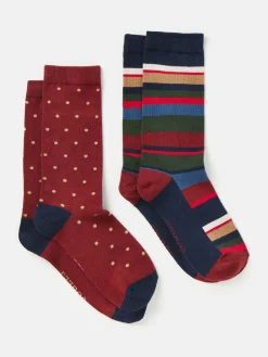 Hot Joules Men's Kingsbury 2 Pack Socks (size 7-12) Red
