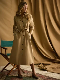 Discount Joules Meredith Tan Brown Midi Shirt Dress TanBrown