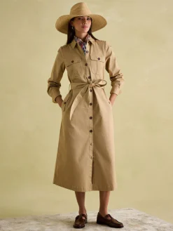 Discount Joules Meredith Tan Brown Midi Shirt Dress TanBrown