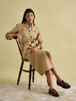 Discount Joules Meredith Tan Brown Midi Shirt Dress TanBrown