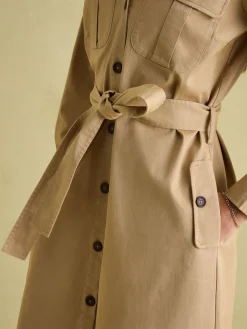 Discount Joules Meredith Tan Brown Midi Shirt Dress TanBrown