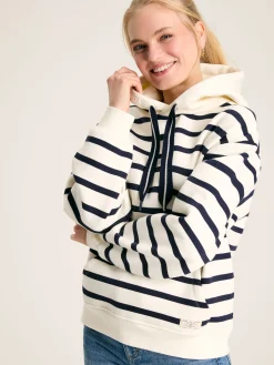 Clearance Joules Milbourne Navy & White Striped Embroidered Hoodie Navy&WhiteStriped