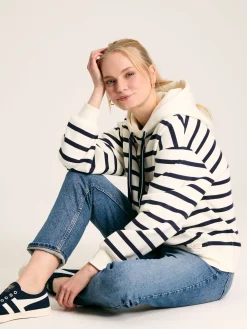 Clearance Joules Milbourne Navy & White Striped Embroidered Hoodie Navy&WhiteStriped