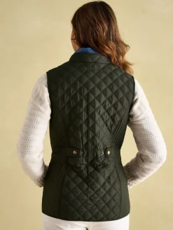 Outlet Joules Minx Khaki Green Showerproof Diamond Quilted Gilet KhakiGreen