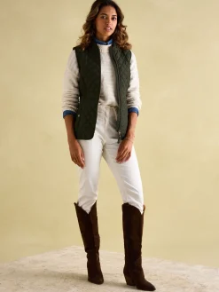 Outlet Joules Minx Khaki Green Showerproof Diamond Quilted Gilet KhakiGreen