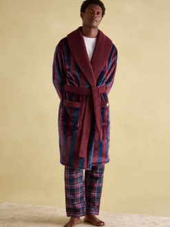 Outlet Joules Montague Fleece Lined Dressing Gown Burgundy
