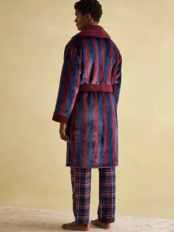 Outlet Joules Montague Fleece Lined Dressing Gown Burgundy