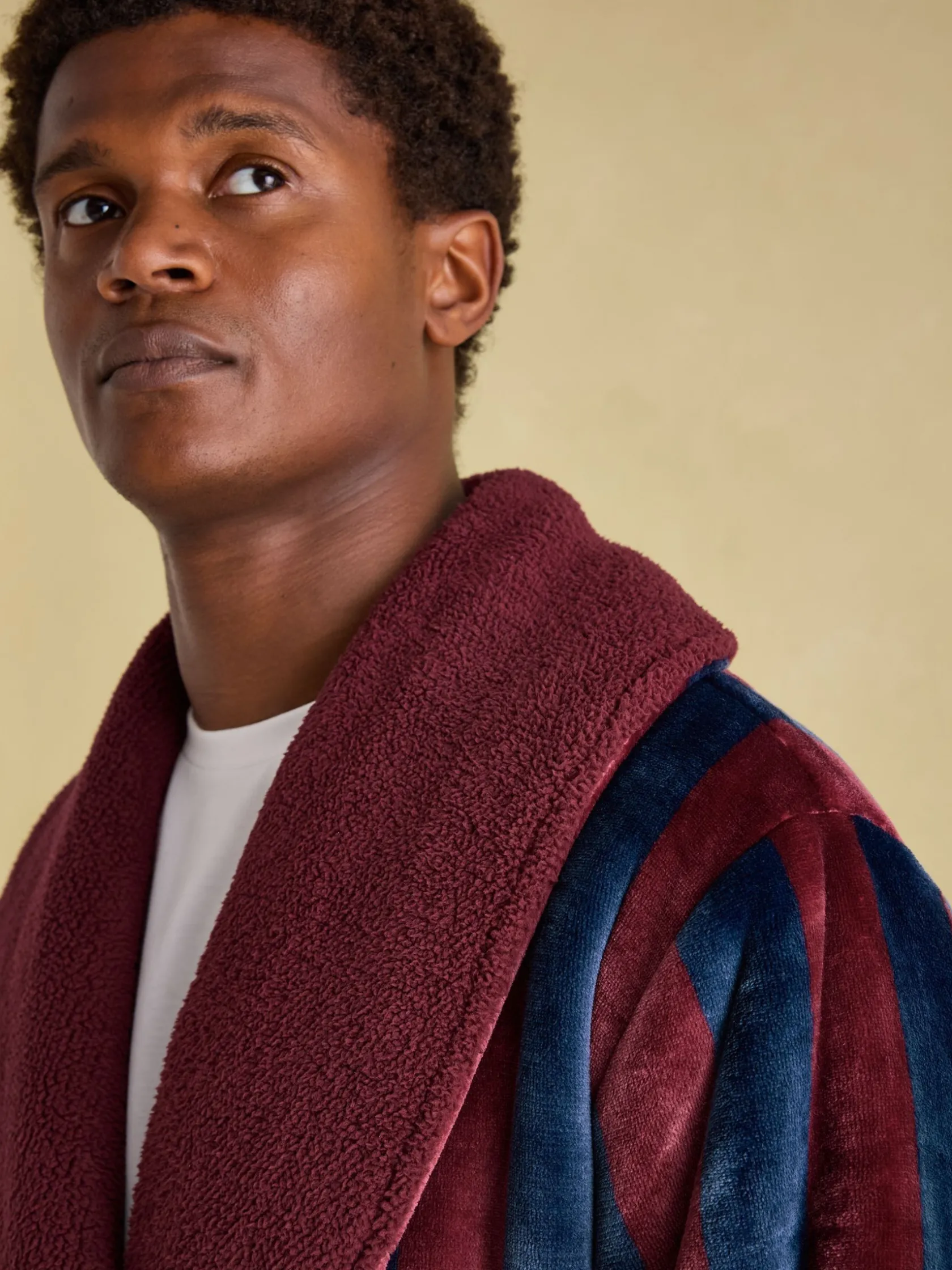 Outlet Joules Montague Fleece Lined Dressing Gown Burgundy