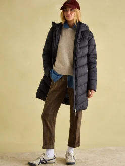 New Joules Moorsdale Mid Length Showerproof Padded Coat Black