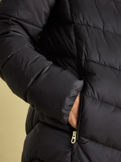 New Joules Moorsdale Mid Length Showerproof Padded Coat Black