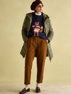 Discount Joules Moorsdale Mid Length Showerproof Padded Coat Green