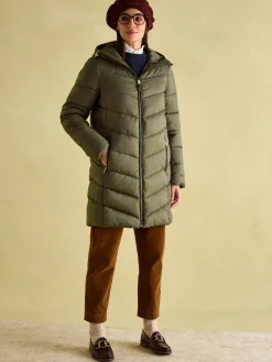 Discount Joules Moorsdale Mid Length Showerproof Padded Coat Green