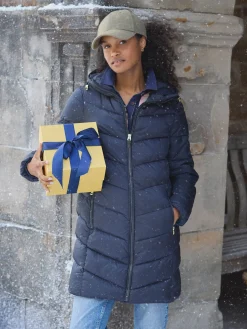 Clearance Joules Moorsdale Mid Length Showerproof Padded Coat Navy